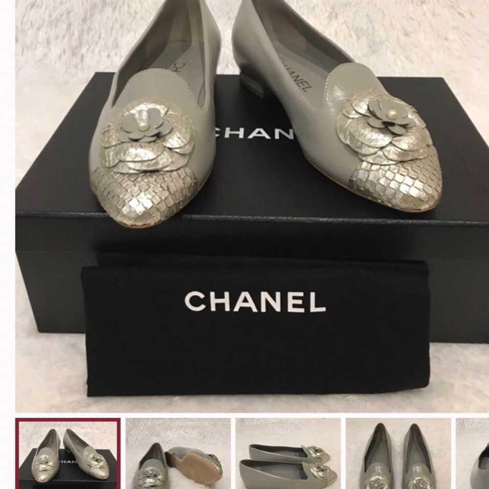 Chanel moccasin loafers gray but loves silver